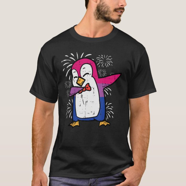 Bisexual Penguin Dab Bi Flag Pride Month Lgbt Men  T Shirt (Framsida)