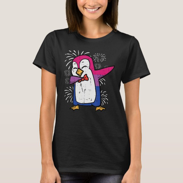 Bisexual Penguin Dab Bi Flag Pride Month Lgbt Men  T Shirt (Framsida)