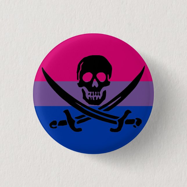 Bisexual Pirat Pride Flagga Button Knapp (Framsida)