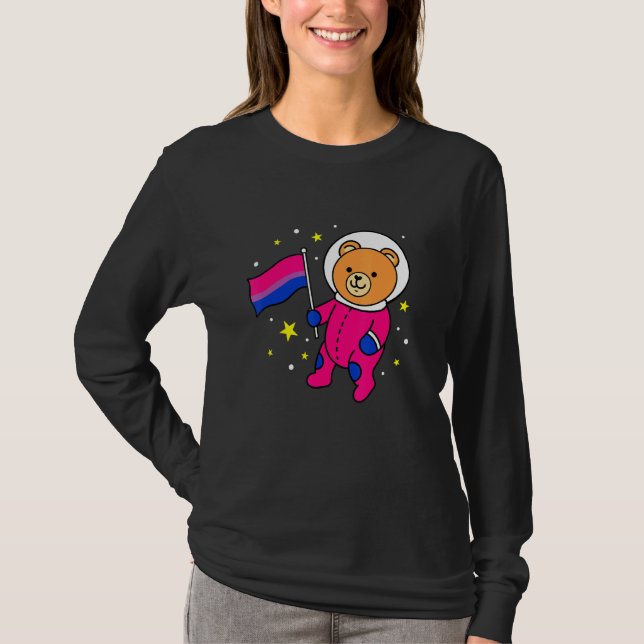 Bisexual Pride Bear in Space Bisexual T Shirt (Framsida)
