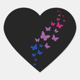 Bisexual Pride Butterfly Trail Hjärtformat Klistermärke