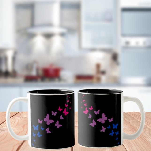 Bisexual Pride Butterfly Trail Två-Tonad Mugg (Skapare uppladdad)