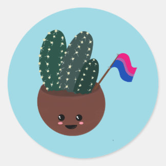 Bisexual Pride Cactus Runt Klistermärke