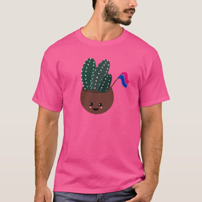 Bisexual Pride Cactus T Shirt (Framsida)