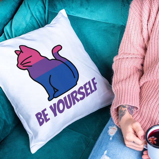 Bisexual Pride Cat - var du själv Kudde (Skapare uppladdad)