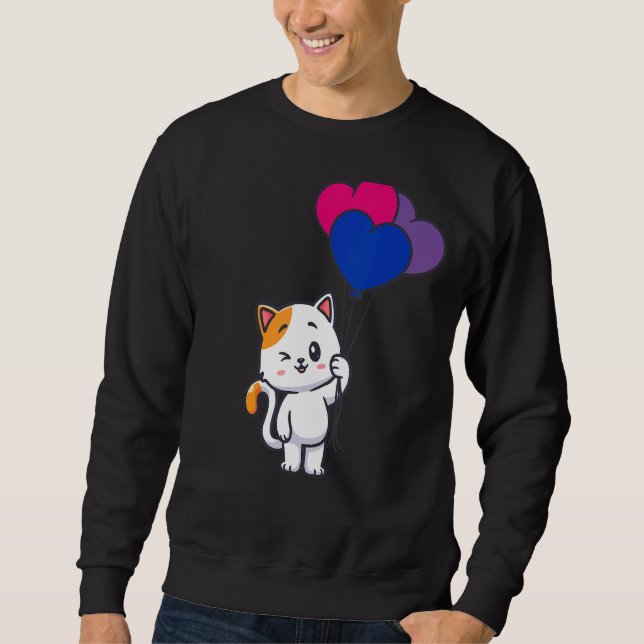 Bisexual Pride Cats Cat Pet Owner Graphic Lång Ärmad Tröja (Framsida)