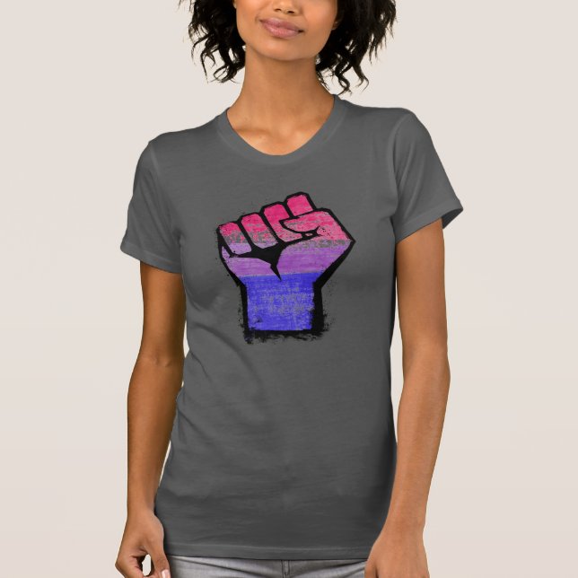 Bisexual Pride Fist T Shirt (Framsida)