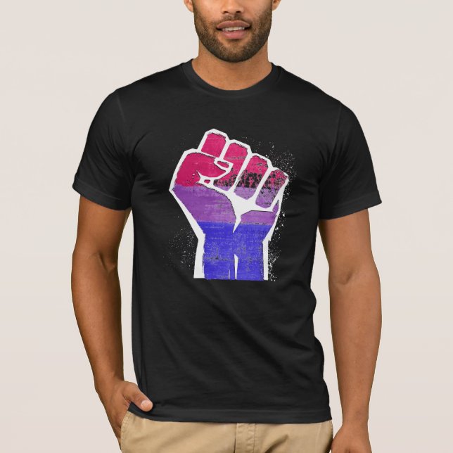 Bisexual Pride Fist T Shirt (Framsida)