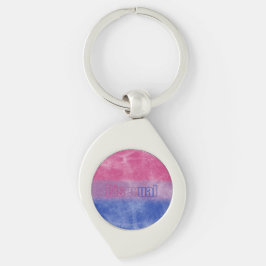 Bisexual pride flag key ring swirl silverfärgad nyckelring