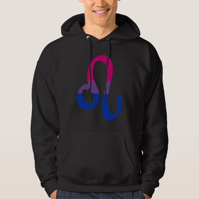 Bisexual Pride Flag Leo Zodiac Sign Hoodie (Framsida)