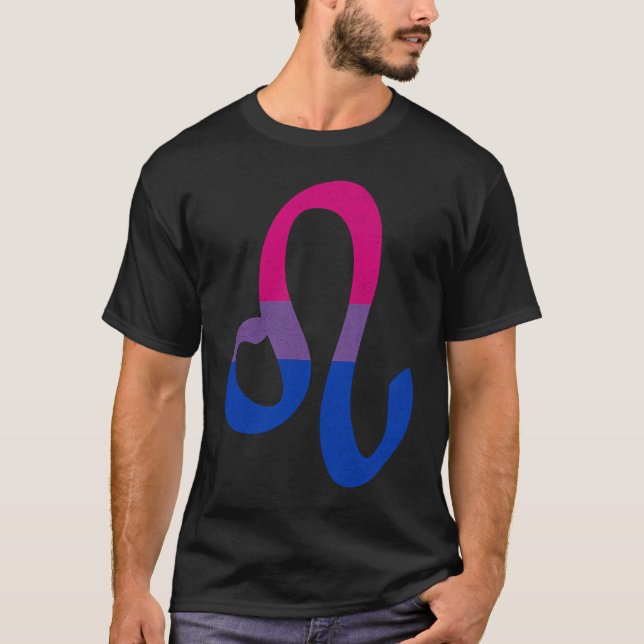 Bisexual Pride Flag Leo Zodiac Sign T Shirt (Framsida)
