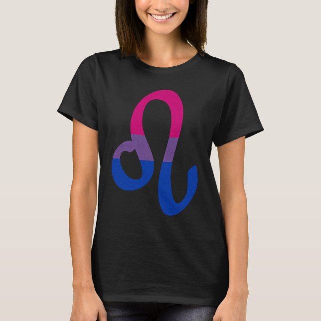 Bisexual Pride Flag Leo Zodiac Sign T Shirt (Framsida)
