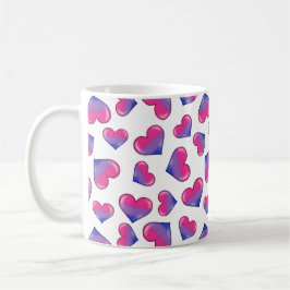 Bisexual Pride Flagga Hearts Coffee Mugg