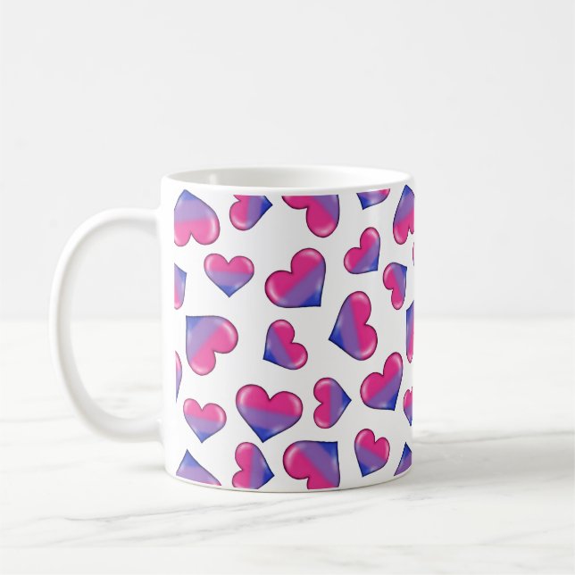Bisexual Pride Flagga Hearts Coffee Mugg (Vänster)