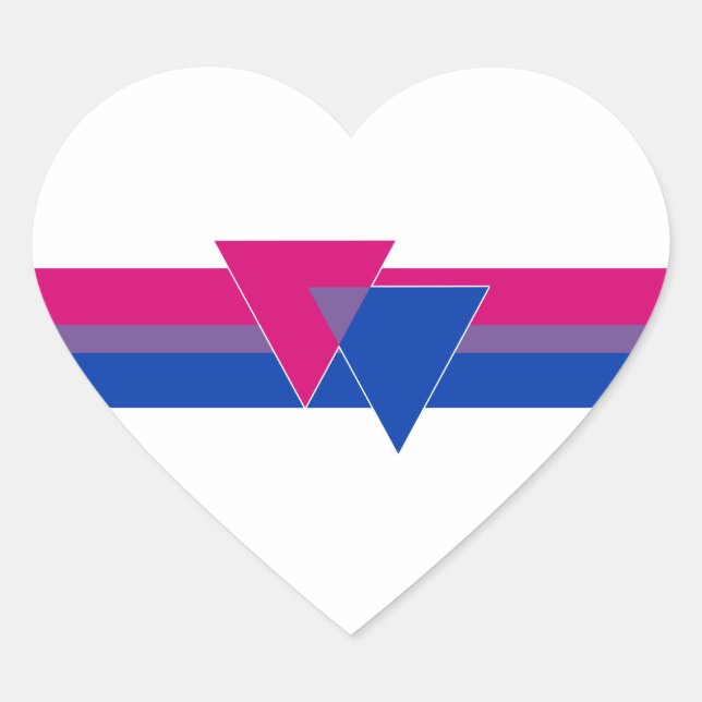 Bisexual Pride Flagga Hjärtformat Klistermärke (Framsida)