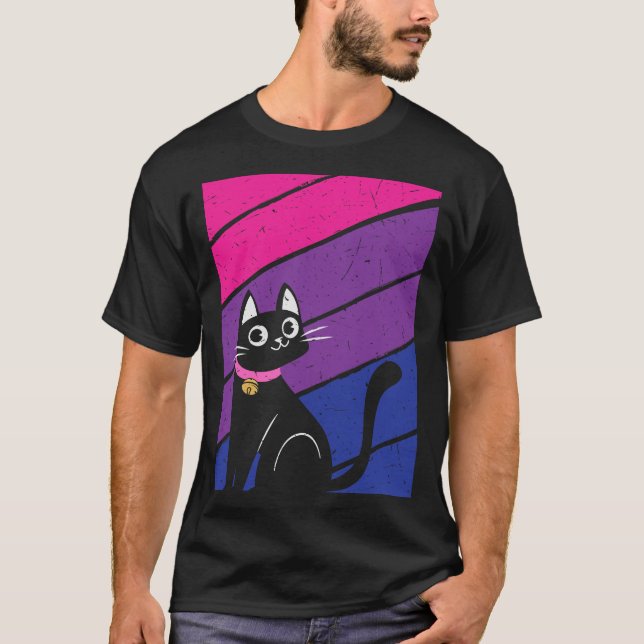 Bisexual Pride Flagga och Bisexual Cat T Shirt (Framsida)