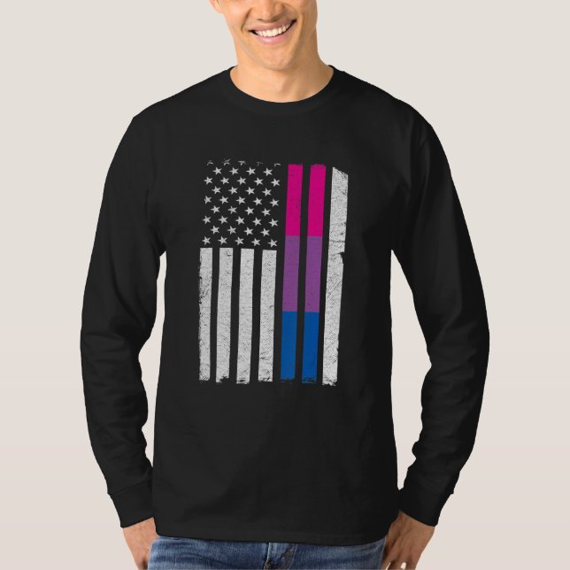 Bisexual Pride Förenta staterna Amerikanska Flagga T Shirt (Framsida)