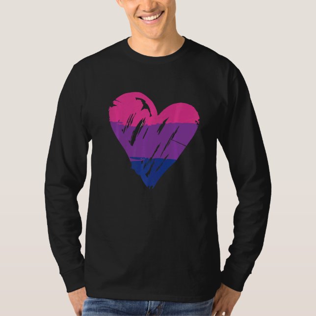 Bisexual Pride Heart Flagga T Shirt (Framsida)
