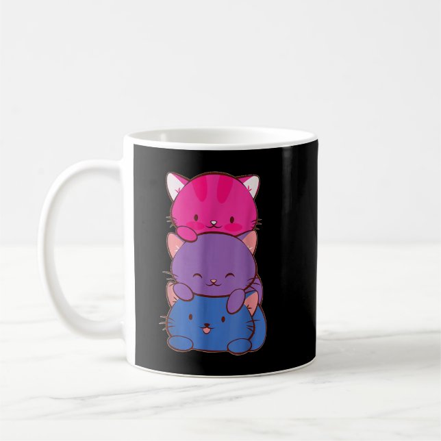 Bisexual Pride Kawaii Kattunge Pile Stack Anime L Kaffemugg (Vänster)
