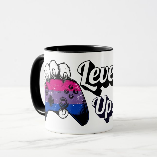 Bisexual Pride Level Up Tiger Paw Controller Mug Mugg (Framsida vänster)