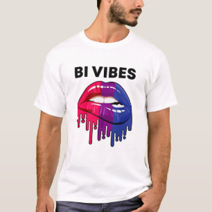 Bisexual Pride Month LGBT Bi Vibes Dripping Läppar T Shirt