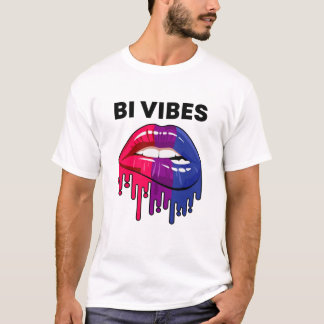 Bisexual Pride Month LGBT Bi Vibes Dripping Läppar T Shirt