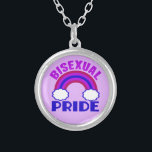 Bisexual Pride Silverpläterat Halsband<br><div class="desc">Söt lila,  maron och blå bisexualitet med bisexuell flagga som regnbåge.</div>