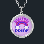 Bisexual Pride Silverpläterat Halsband<br><div class="desc">Söt lila,  maron och blå bisexualitet med bisexuell flagga som regnbåge.</div>