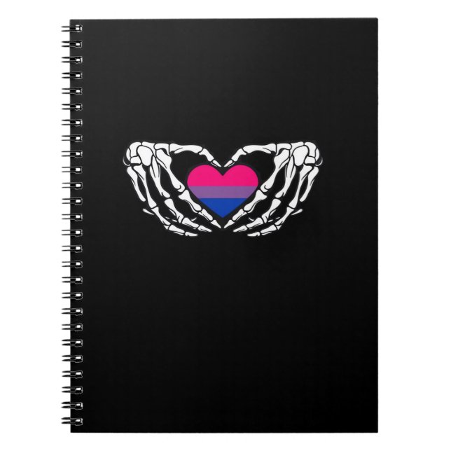 Bisexual Pride Skeleton Halloween Bi Goth Heart Cl Anteckningsbok (Framsidan)