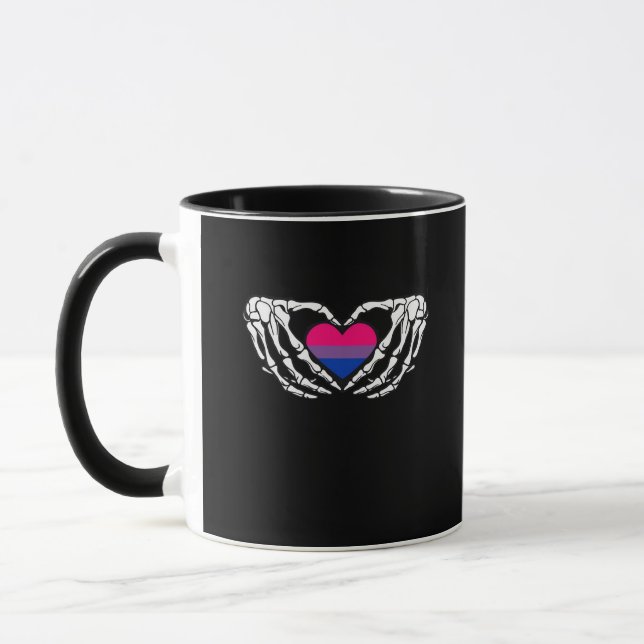 Bisexual Pride Skeleton Halloween Bi Goth Heart Cl Mugg (Vänster)