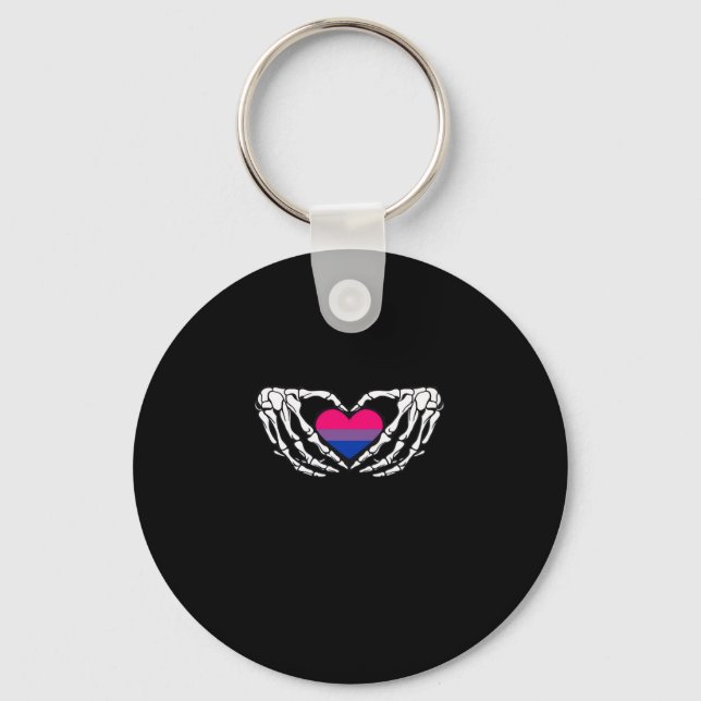 Bisexual Pride Skeleton Halloween Bi Goth Heart Cl Nyckelring (Framsida)