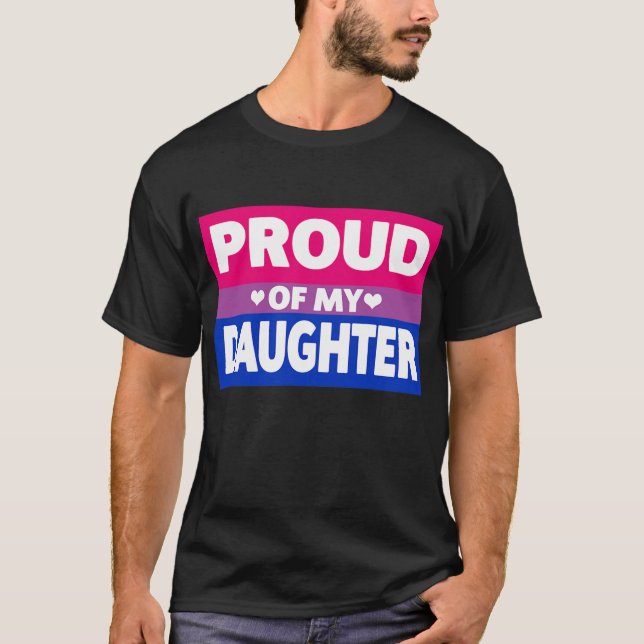 Bisexual Pride stolt över min dotter Mamma Pappa s T Shirt (Framsida)