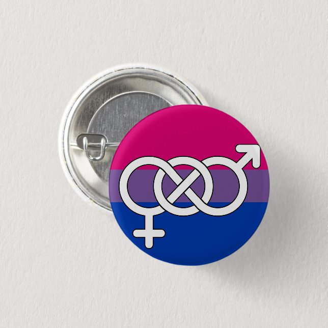 Bisexual Pride Symbol Flagga Knapp (Framsida & baksida)