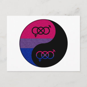 Bisexual Pride Yin och Yang Symbol i Pride Flagga Vykort