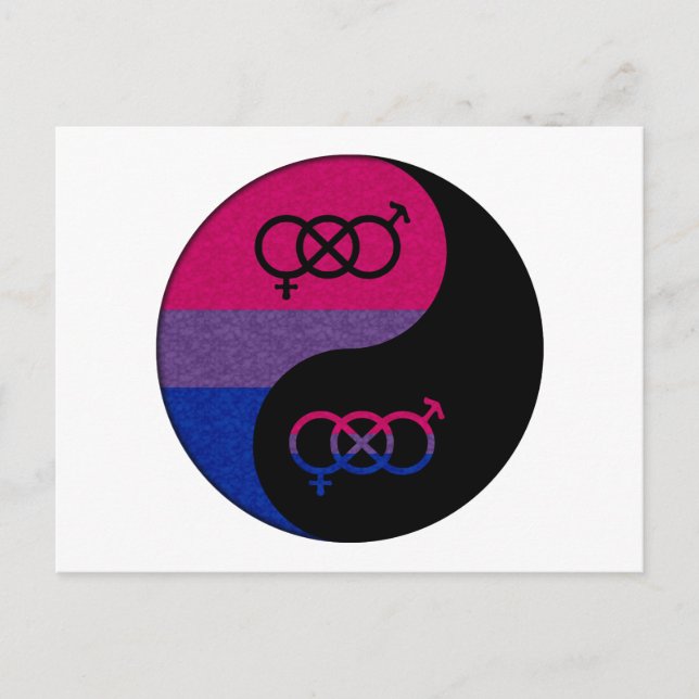 Bisexual Pride Yin och Yang Symbol i Pride Flagga Vykort (Framsida)