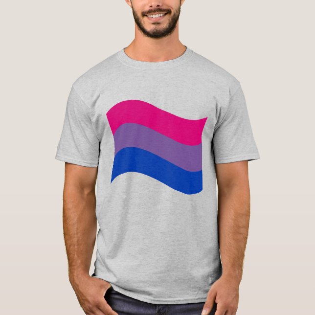 Bisexual-Pridet Vågigt Flagga T Shirt (Framsida)