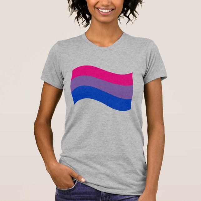 Bisexual-Pridet Vågigt Flagga T Shirt (Framsida)