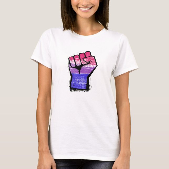 Bisexual Protest Fist T Shirt (Framsida)