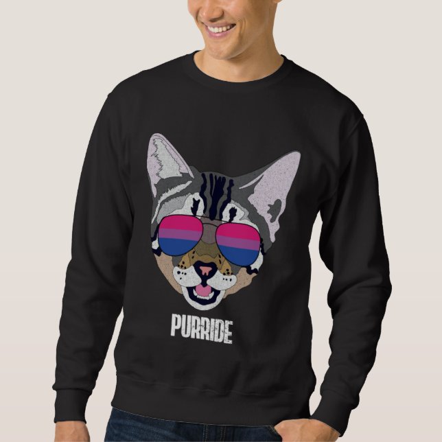 Bisexual Purride Bi Pride Cat Lång Ärmad Tröja (Framsida)