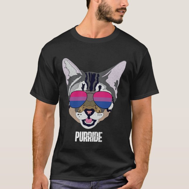 Bisexual Purride Bi Pride Cat T Shirt (Framsida)