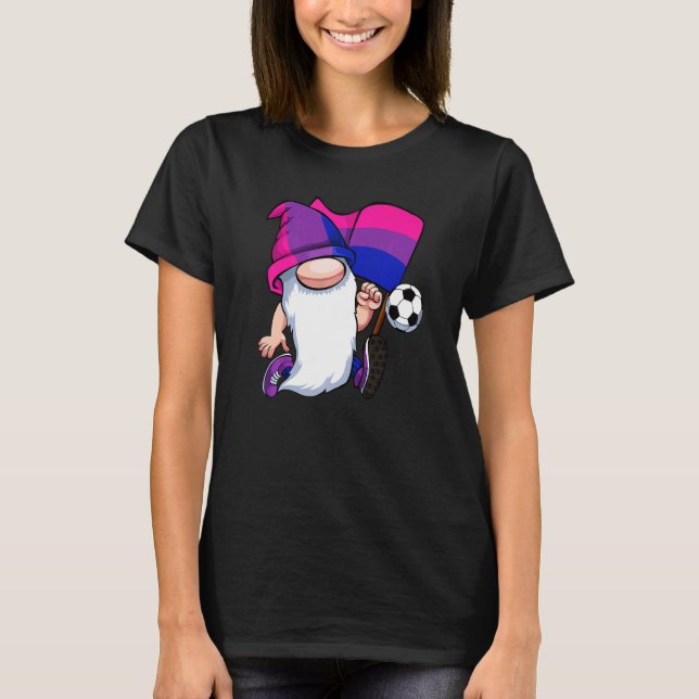 Bisexual Soccer-spelare Lgbt Q Cute Gnome Bi-Pride T Shirt (Framsida)
