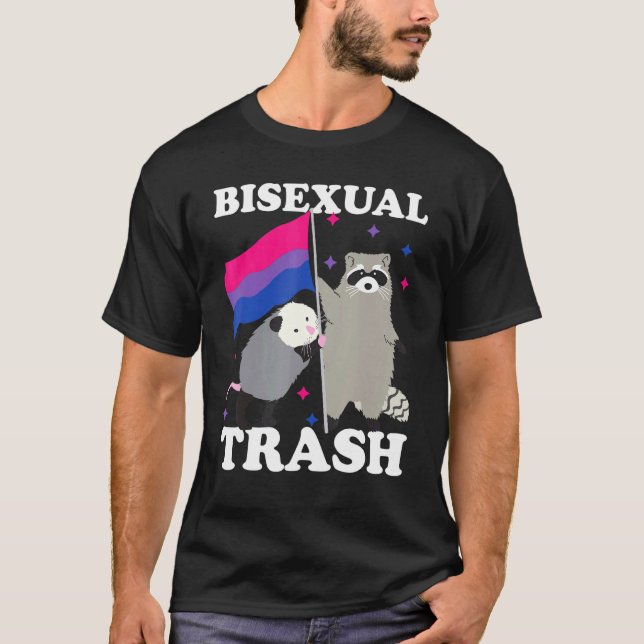 Bisexual Sopor Gay pride Rainbow Lgbt Raccoon Poss T Shirt (Framsida)