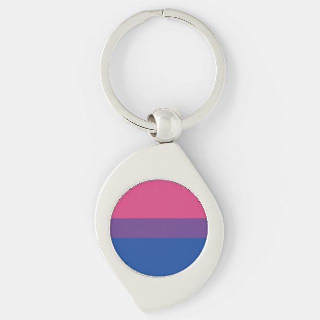 Bisexual Swirl Silverfärgad Nyckelring (Framsidan)