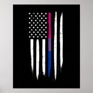Bisexual Thin Line American Flagga Poster