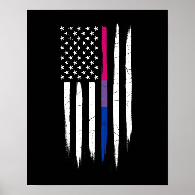 Bisexual Thin Line American Flagga Poster (Framsidan)