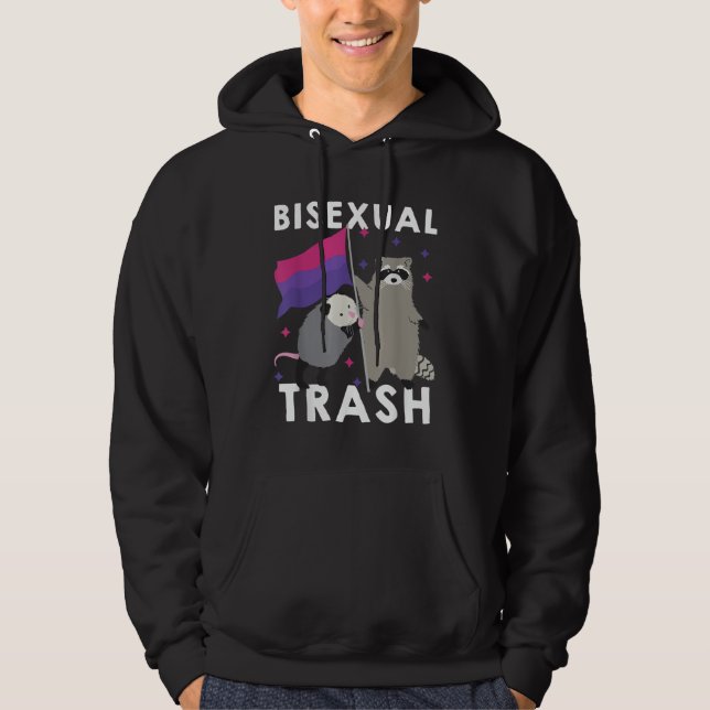 Bisexual Trash Gay Pride Rainbow LGBT Raccoon Hoodie (Framsida)