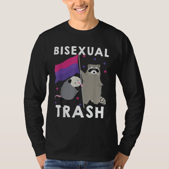 Bisexual Trash Gay Pride Rainbow LGBT Raccoon T Shirt (Framsida)