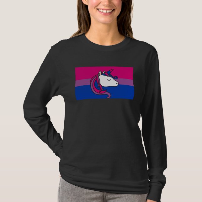 Bisexual Unicorn Love Bisexual Pride Flag Aestheti T Shirt (Framsida)
