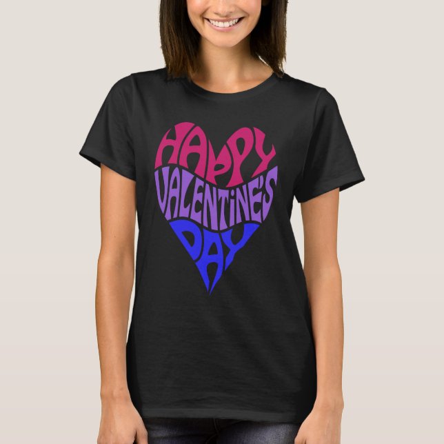 Bisexual Valentine's Day Bi Pride LGBTQ LGBT Heart T Shirt (Framsida)