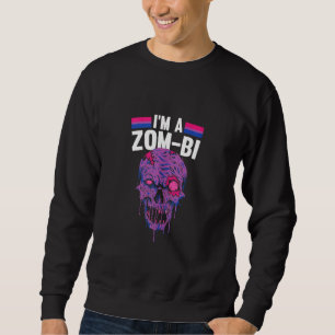 Bisexual Zombie Lazy Halloween Costume Bi Pride L Lång Ärmad Tröja